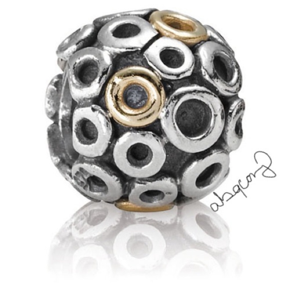 EUC Pandora 790325 Sterling Silver w/ 14K Yellow Gold Oh! Charm